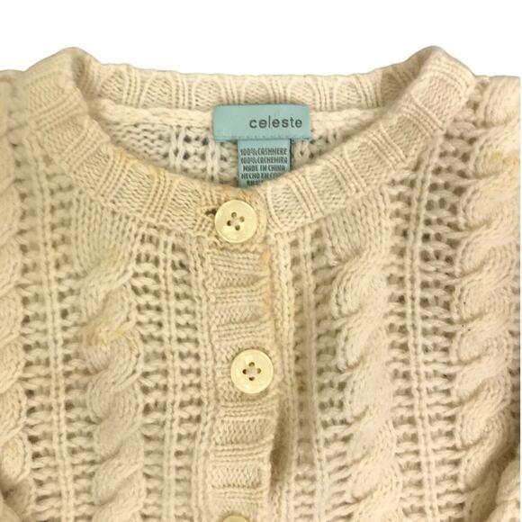 Celeste Cardigan Baby Size 12-18M Creamy Cable Knit Long Sleeve 100% Cashmere - Picture 2 of 6